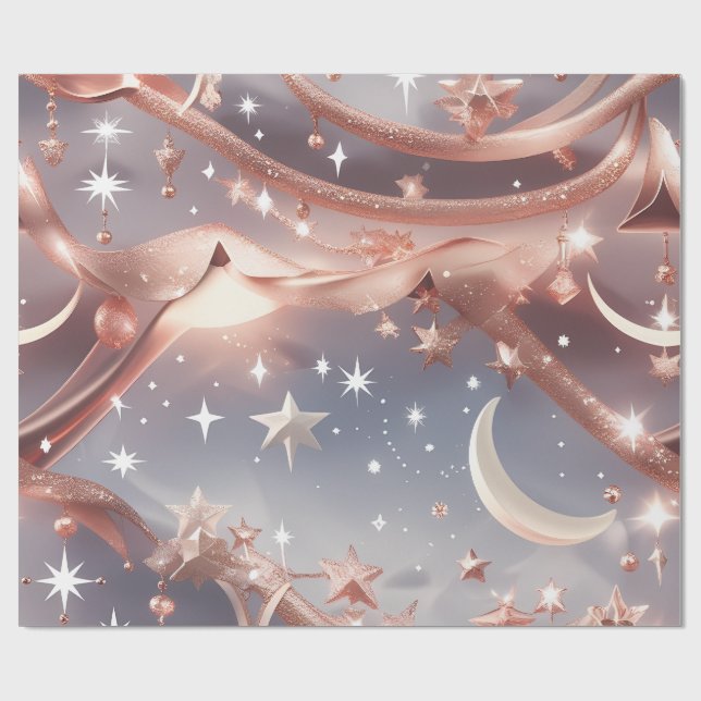 Wrapping Paper – Luxury Marble White Celestial Moo (Flat)