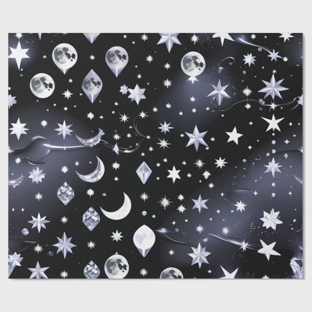 Wrapping Paper - Luxury Onyx Celestial Moon (Flat)