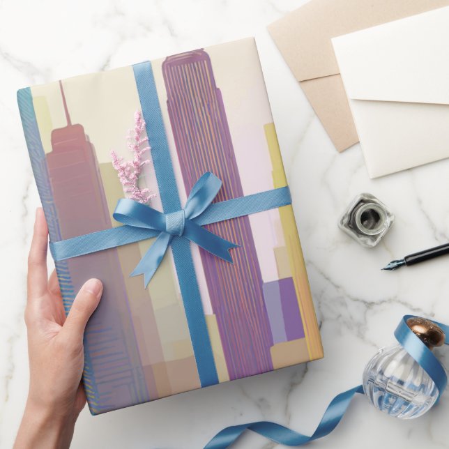 wrapping paper modern metropolitan skyline (Gifting)