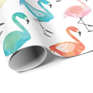 Wrapping Paper  - Multi Coloured Flamingo's