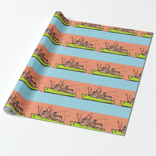 Wrapping paper, nautical paper (Unrolled)