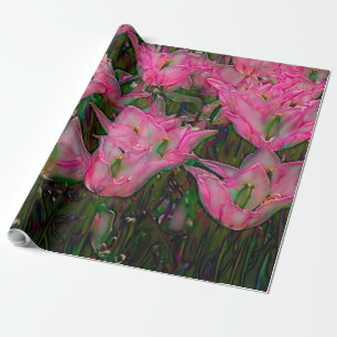 Wrapping Paper Open Hot Pink Tulips