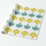 Wrapping Paper "Personalised Dreidels/Blue, Gold"<br><div class="desc">Blue/Yellow and Gold Personalised Dreidels. Personalised Chanukah/Hanukkah Wrapping Paper. Let's get this Hanukkah Party started with our newest, personalised gift wrap to dress-up your Chanukah presents:) Delete text and add your own text anywhere on the wrapping paper. Use your favourite font style, colour, and size. Use the editing tools to...</div>