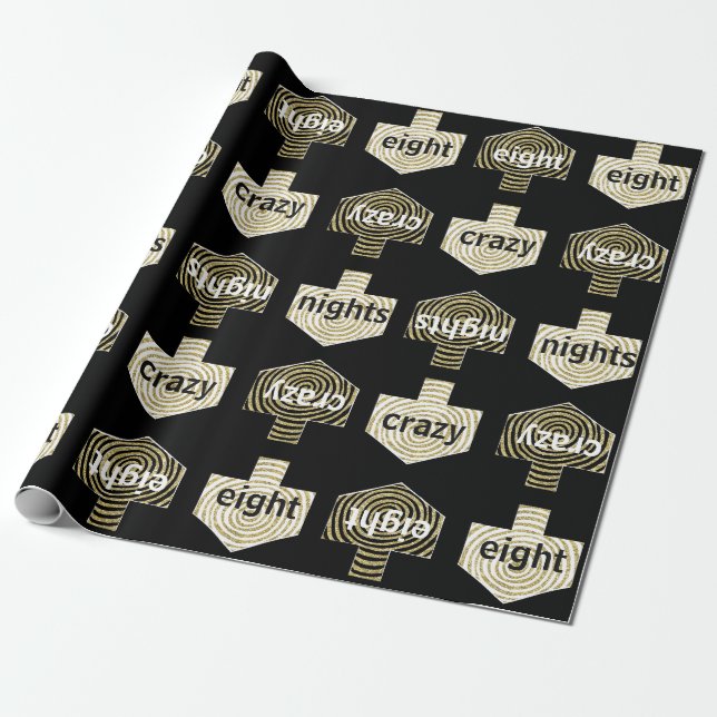 Wrapping Paper "Personalised Dreidels/Gold, Black" (Unrolled)