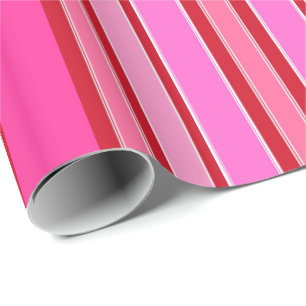 Wrapping Paper-Pink & Red Stripes Wrapping Paper