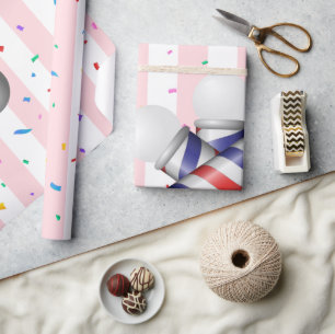 Wrapping Paper Pink & White Stripe Barber Pole
