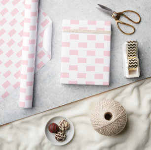 Wrapping Paper Pink & White Stripe Square