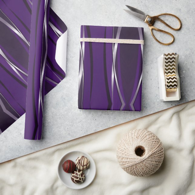 Wrapping Paper - Purple Silver Retro (Crafts)