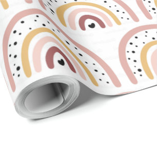 Wrapping Paper - Rainbow Hearts + Pola Dots Salmon