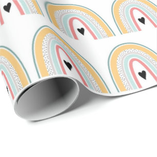 Wrapping Paper - Rainbow Hearts Polka Dots