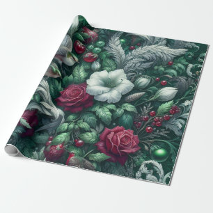 Wrapping Paper - Red and Green Christmas Floral