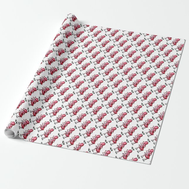 Wrapping Paper, Red Ant Mistletoe Antenna Paper (Unrolled)