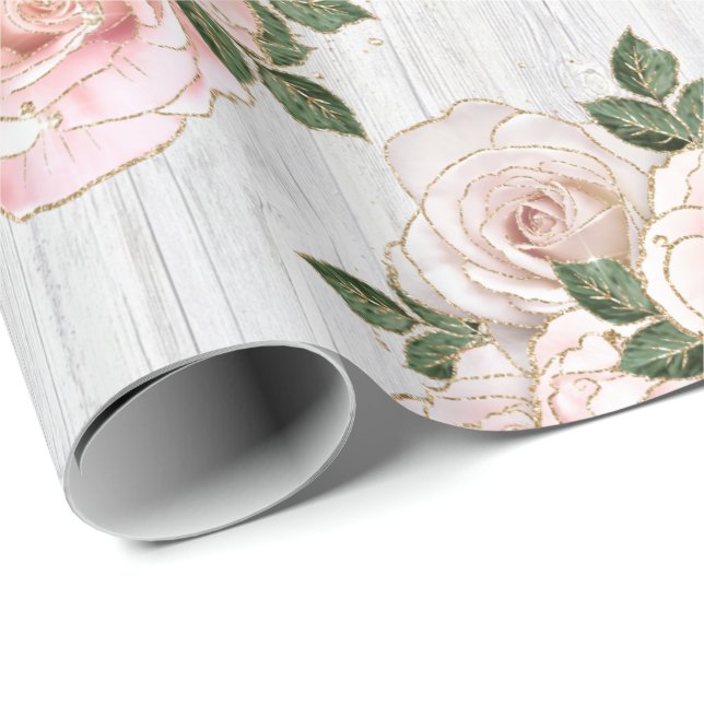Wrapping Paper Roll 6' Rustic Blush Roses (Roll Corner)