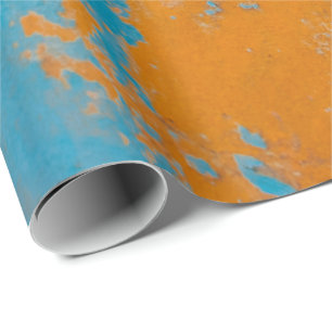 Wrapping Paper - Rustic Blue and Yellow Paint