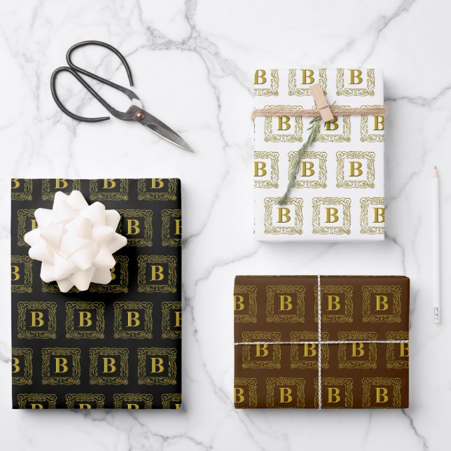 Wrapping Paper Set - Monogram B - Celtic Dragon (Front)
