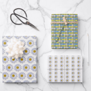Wrapping Paper Set - New White Daisy on Off White