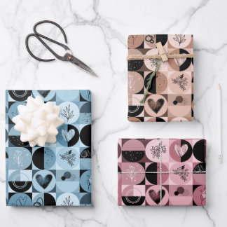 wrapping paper set of 3 sheets abstract pattern