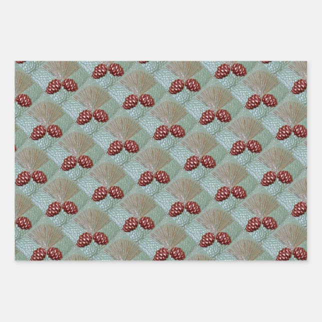 Wrapping Paper set of 3 sheets Pinecones (Front)
