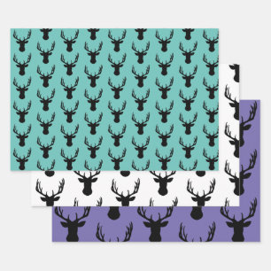 Wrapping Paper Sheet Set - Cool Shades Stags Head