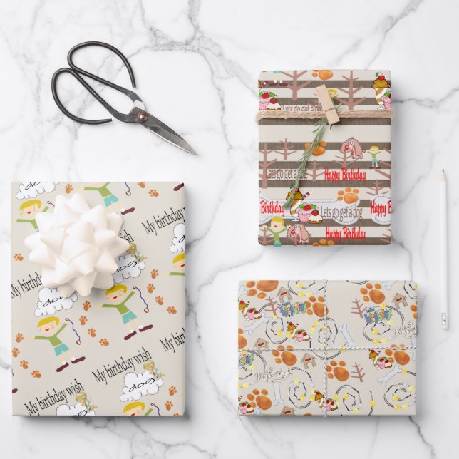 Wrapping Paper Sheets appy BirthdayWish for a dog  (Front)