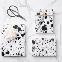 Wrapping Paper Sheets - Black and White Splatters