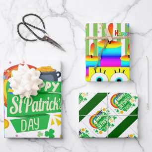 Wrapping Paper Sheets Happy Birthday St. Patrick's