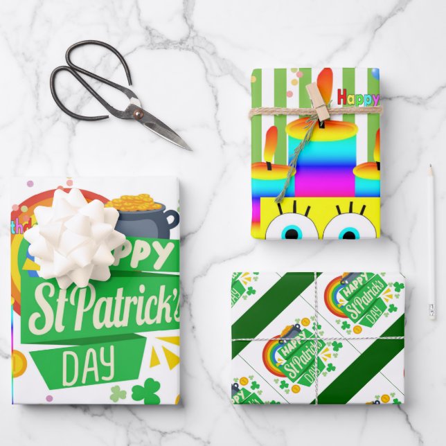 Wrapping Paper Sheets Happy Birthday St. Patrick's (Front)