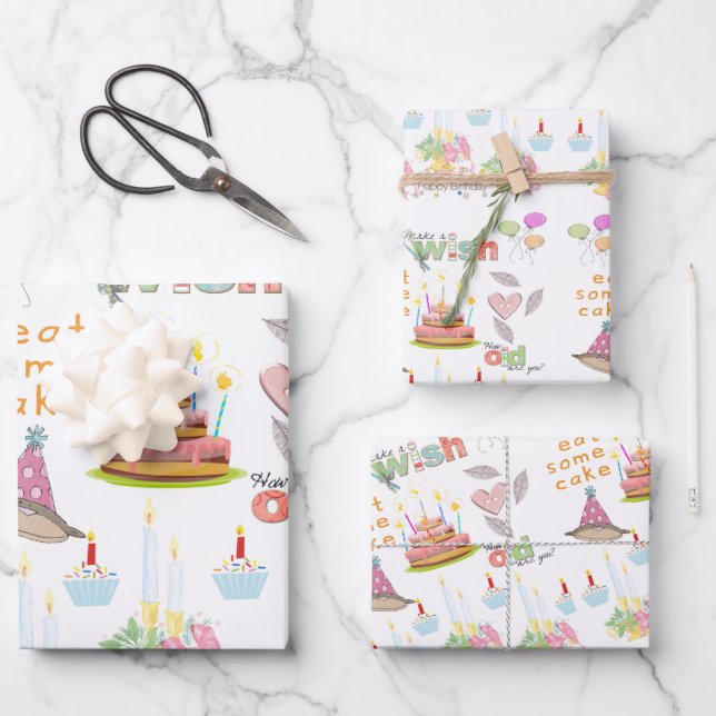 Wrapping Paper Sheets Happy Birthday Wish   (Front)