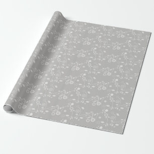 Wrapping Paper-Silver & White Floral Paper