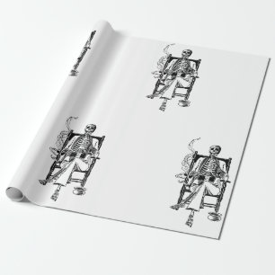 Wrapping Paper SKELETON SMOKING CIGARETTE