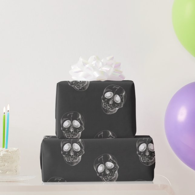 Wrapping Paper SKULL ON BLACK (Party Gifts)