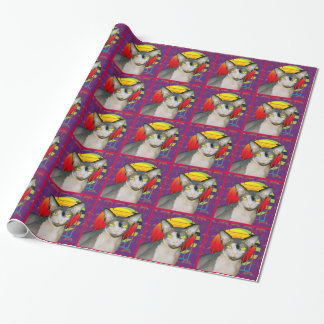 Wrapping Paper | Sphynx Cat Geometric Purple