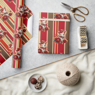 Wrapping Paper Stripe Elephant Terracotta