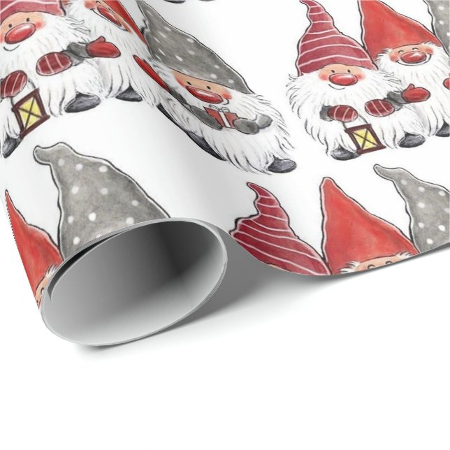 Wrapping Paper - Three Christmas Gnomes (Roll Corner)