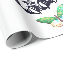 WRAPPING PAPER TIGER BUTTERFLIES AND HEART
