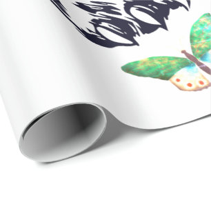 WRAPPING PAPER TIGER BUTTERFLIES AND HEART