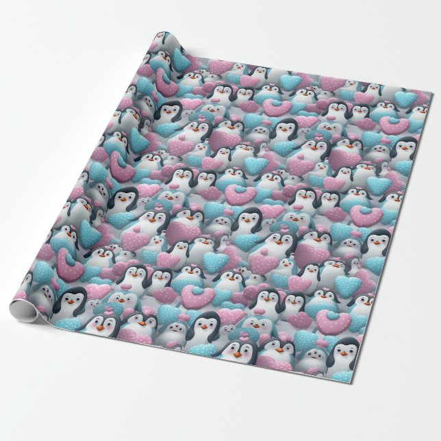 Wrapping Paper - Transgender Pride Penguins 2 (Unrolled)