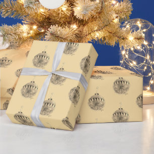 Wrapping Paper - Tree Ornament on Pale Yellow