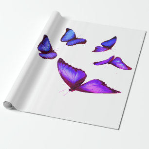 Wrapping Paper ULTRA VIOLET AND WHITE BUTTERFLIES
