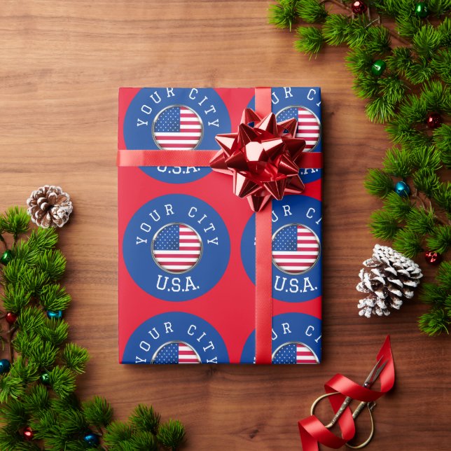 Wrapping Paper - USA Personalised - Add City (Holiday Gift)