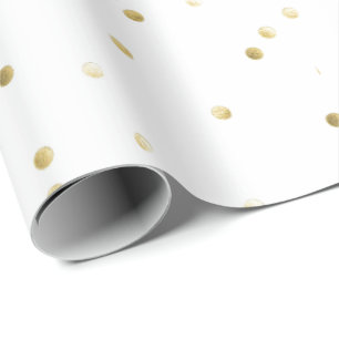 Wrapping Paper - White with Gold Polka Dots