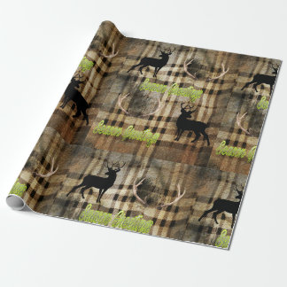 wrapping paper with deer and deer antlers on it