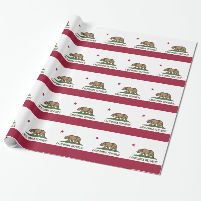 Wrapping paper with Flag of California (Unrolled)