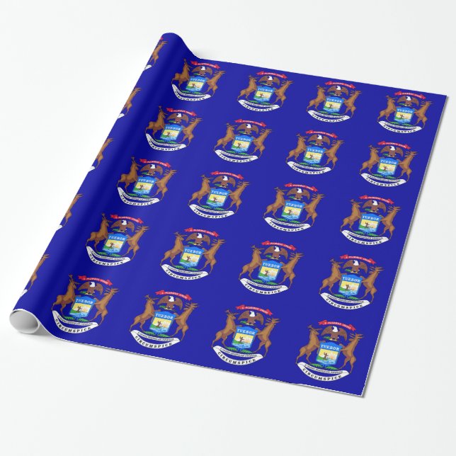 Wrapping paper with Flag of Michigan (Unrolled)