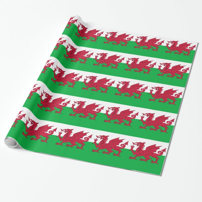 Wrapping paper with Flag of Wales, UK (Unrolled)