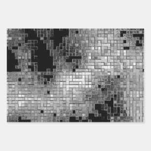 Wrapping paper with gray chrome pattern