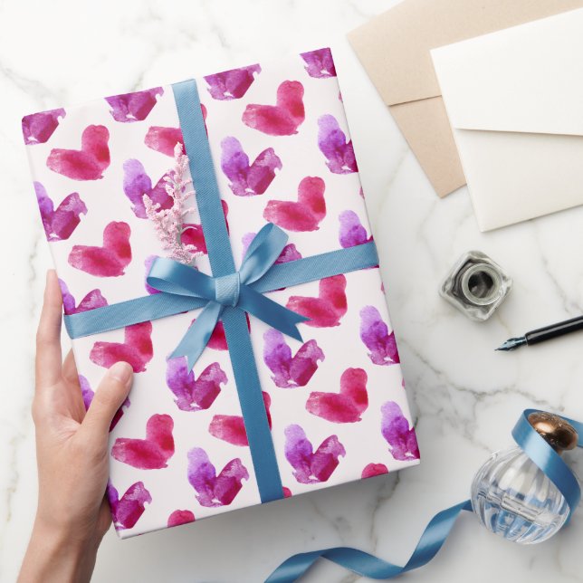 Wrapping paper with heart shaped fingerprints  (Gifting)