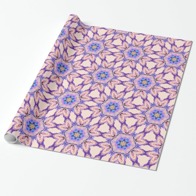 Wrapping Paper with Kaleidoscope Flowers (Unrolled)