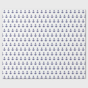Wrapping Paper with navy blue anchor design