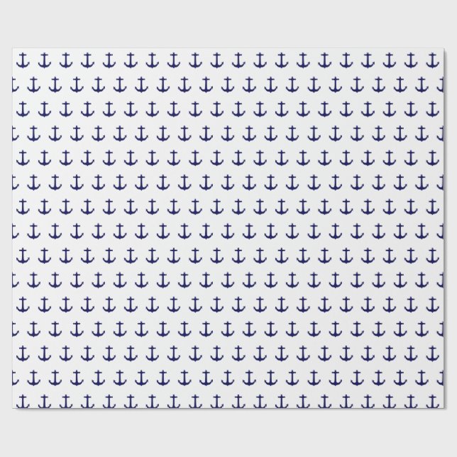 Wrapping Paper with navy blue anchor design (Flat)